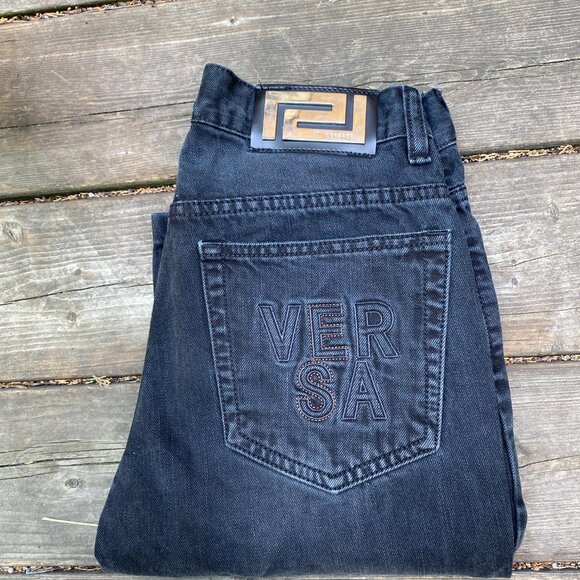 Vintage Versace Embroidered Jeans Size 29 Gray - Picture 4 of 8